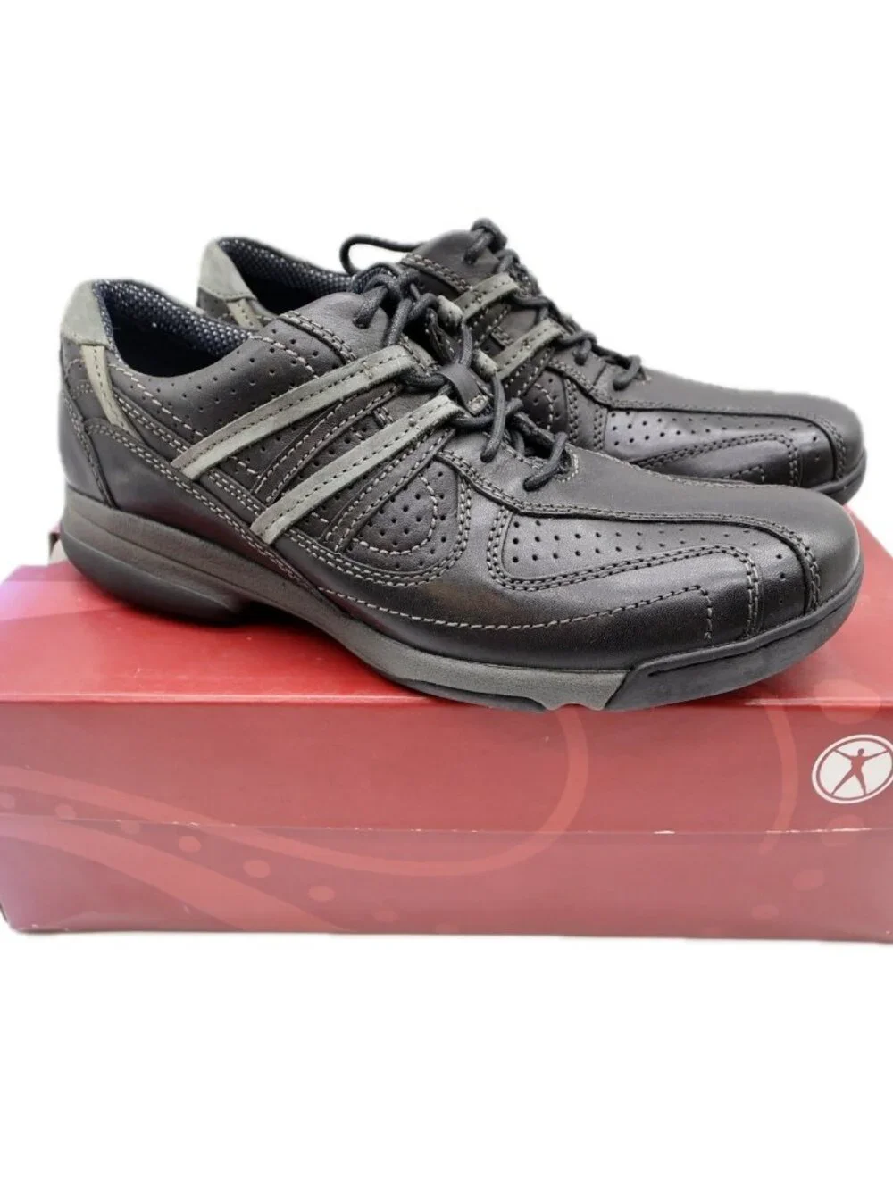 Hush Puppies Integrate Shoes Mens 9 Black Leather Comfort Walking H101169 NOS